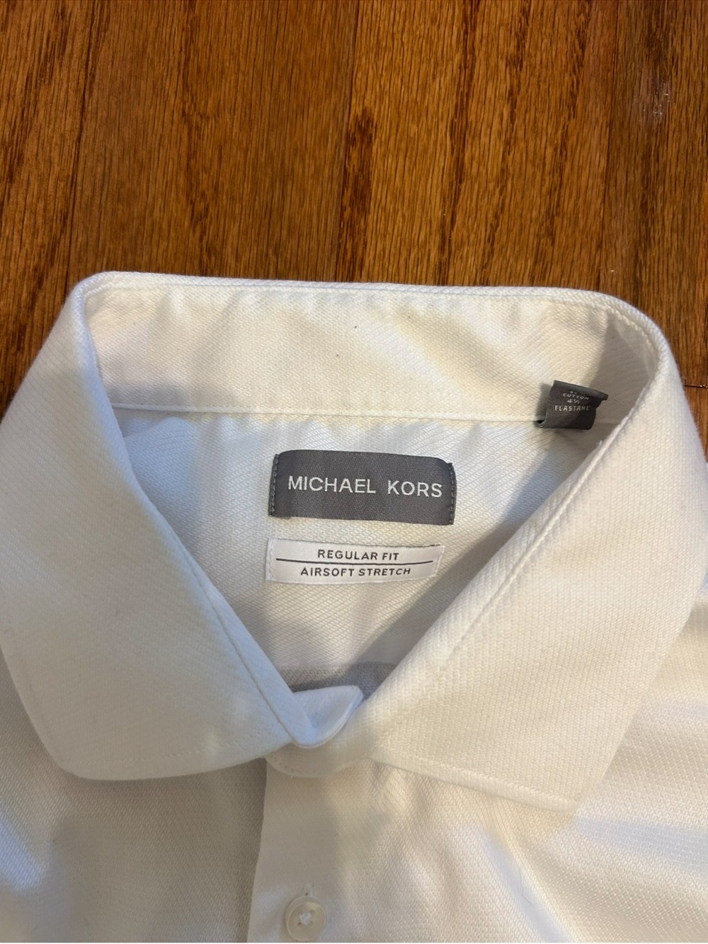 Michael Kors XL White Button Down Shirt Regular Fit Airsoft Stretch - Picture 4 of 9